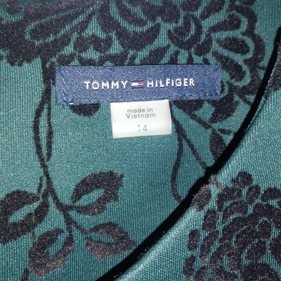 Tommy Hilfiger Velvet Floral Burnout A Line Cocktail Dress Size 14 - Picture 5 of 5